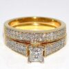 Wedding Set .92ct Diamond 14K Gold Princess Cut Solitaire Engagement Ring & band